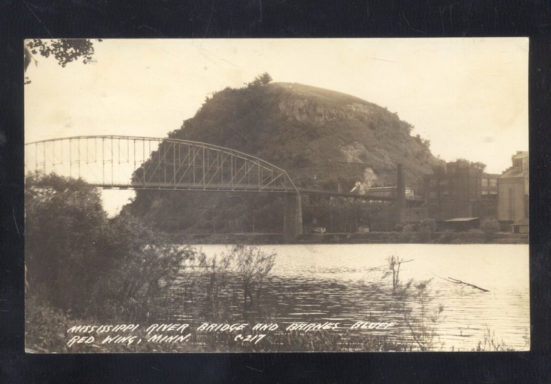 RPPC RED WING MINNESOTA MISSISSIPPI RIVER BARNES BLUFF REAL PHOTO POSTCARD