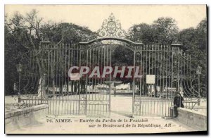 Postcard Old Nimes Fountain Garden Entrance on Boulevard ls Republic