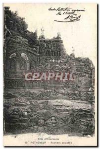 Rotheneuf Old Postcard Rocks carved