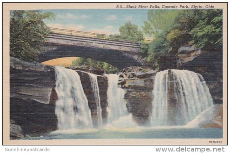 Ohio Elyria Black River Falls Cascade Park Curteich