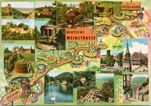 Postcard Germany Map - German Wine Route