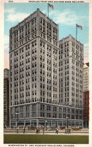 Vintage Postcard Peoples Trust & Savings Bank Building Chicago Illinois ILL