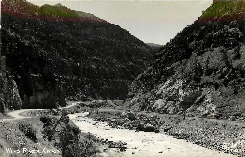 Sanborn RPPC Postcard Y-1244 Wind River Cañon / Canyon WY US Hwy 20 Unposted