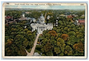 1935 Court House from Van Ness Avenue, Fresno California CA Postcard