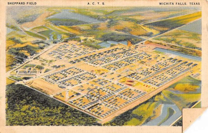 Wichita Falls Texas Sheppard Field Birdseye View Antique Postcard K7876586