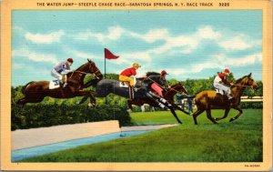 Linen PC The Water Jump Steeple Chase Race Saratoga Springs New York Race Track