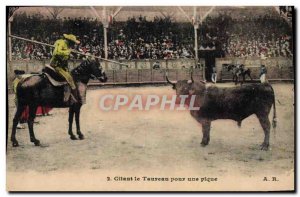 Old Postcard Bullfight Bullfight Citing the bull for a picnic