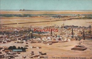 Postcard View from Mokattam Showing Pyramids Cairo Egypt