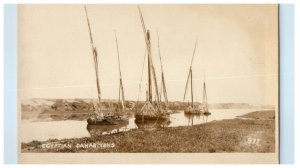 View Of Boat Egyptian Dahabiyeh's Egypt RPPC Photo Unposted Vintage Postcard 