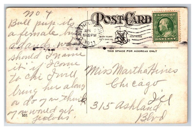 East from Moline Locks Rock Island Arsenal Rock Island IL 1911 DB Postcard Q22