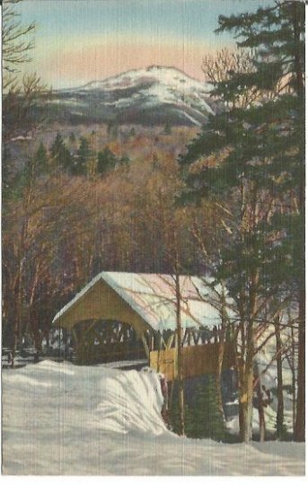 Mount Liberty and Covered Bridge At the Flume Franconia Notch, White Mountains