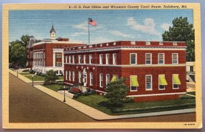 Vintage Postcard 1941 US Post Office, Wicomico County Court House, Salisbury, MD