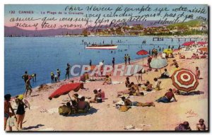 Old Postcard The Beach Cannes Croisette