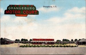 Linen Postcard Orangeburg Motor Court Motel in Orangeburg, South Carolina