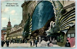 OCEAN PARK, CA California ~ Midway ~  DRAGON GORGE Roller Coaster 1911 Postcard