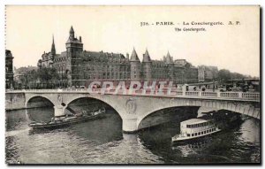 Old Postcard Paris La Conciergerie Peniche boat