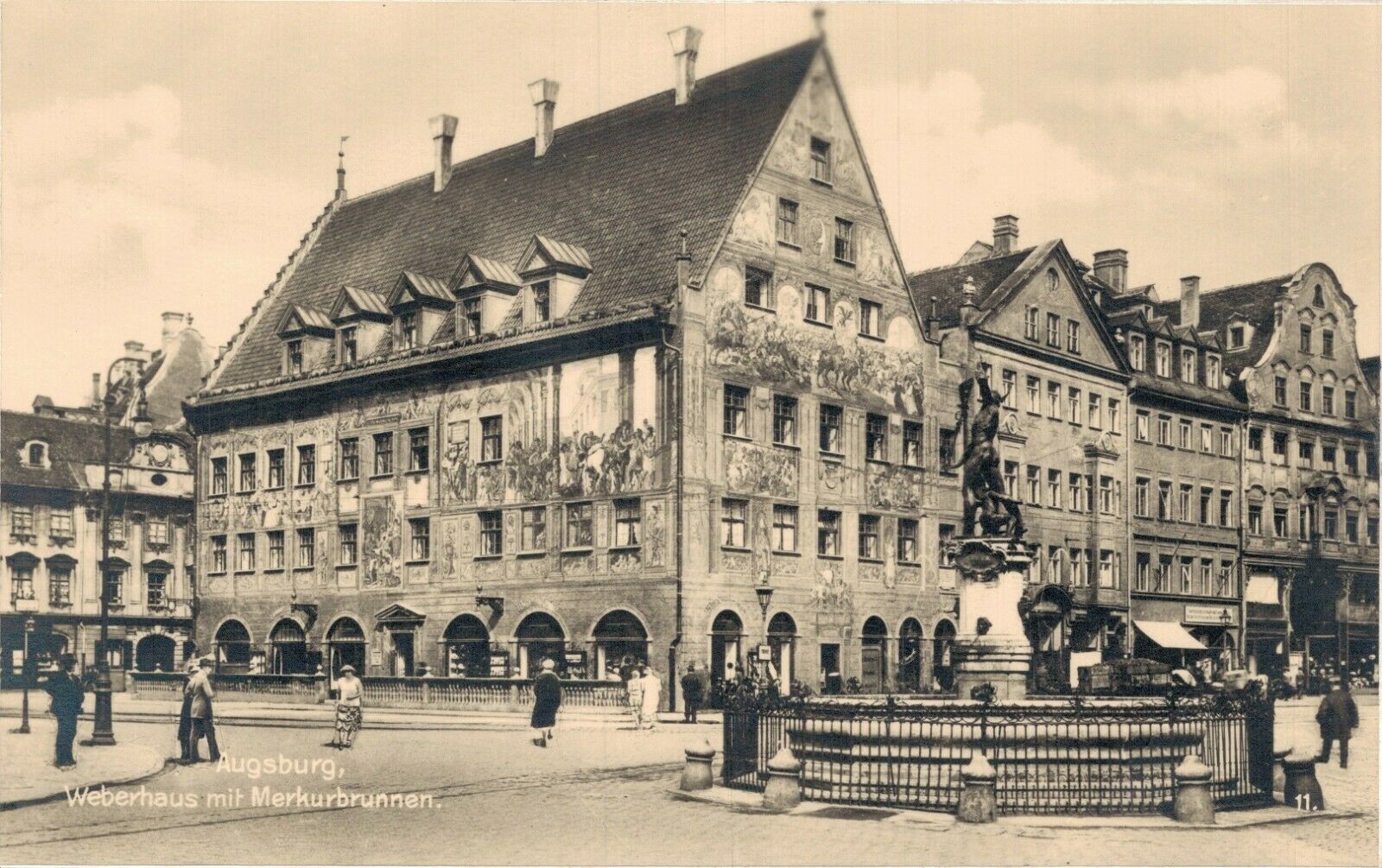 Germany Augsburg Weberhaus mit Merkurbrunnen RPPC 06.52 | Europe ...