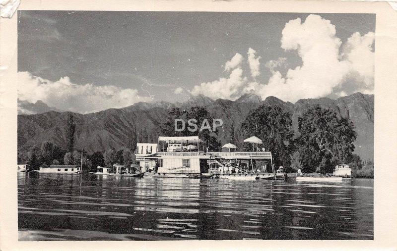 C53/ Kashmir Srinagar India Foreign RPPC Postcard House Boat Maha Jong 1962