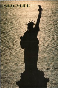 Postcard NY Statue of Liberty - silhouette against water