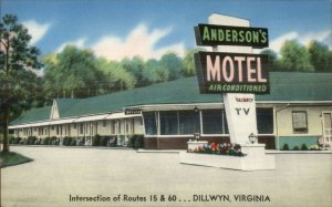 Dillwyn VA Anderson's Motel Postcard