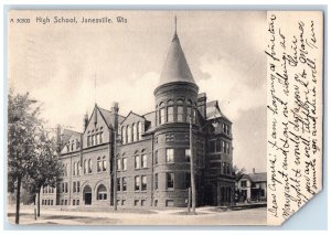 1907 High School Janesville Wisconsin WI Antique Posted Rotograph Co. Postcard