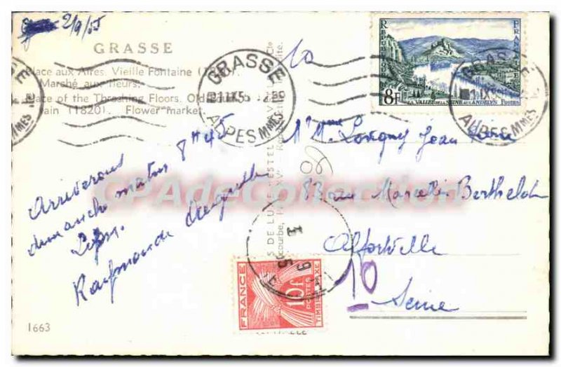 Postcard Old Place Aux Aires Grasse Vieille Fontaine flower market