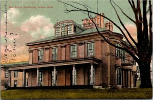Vintage Postcard MA Middlesex County Lowell Ben Butler Residence 1907 H17
