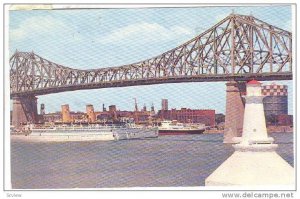 Jacques Cartier Bridge, Canadian Pacific Ocean Liner Empress of Scotland, M...