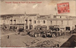 CPA AK TUNISIE FERRYVILLE Avenue de France et rue Animal Courbet (13443)