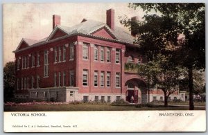 Postcard Brantford Ontario c1910s Victoria School Brant County by Warwick Unused