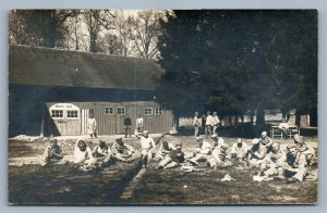 GERMAN SOLDIERS AT REST ANTIQUE REAL PHOTO POSTCARD RPPC