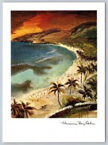 Hanauma Bay, Oahu, Hawaii, 1972 Linen Pierre Marc Postcard, Artist Signed