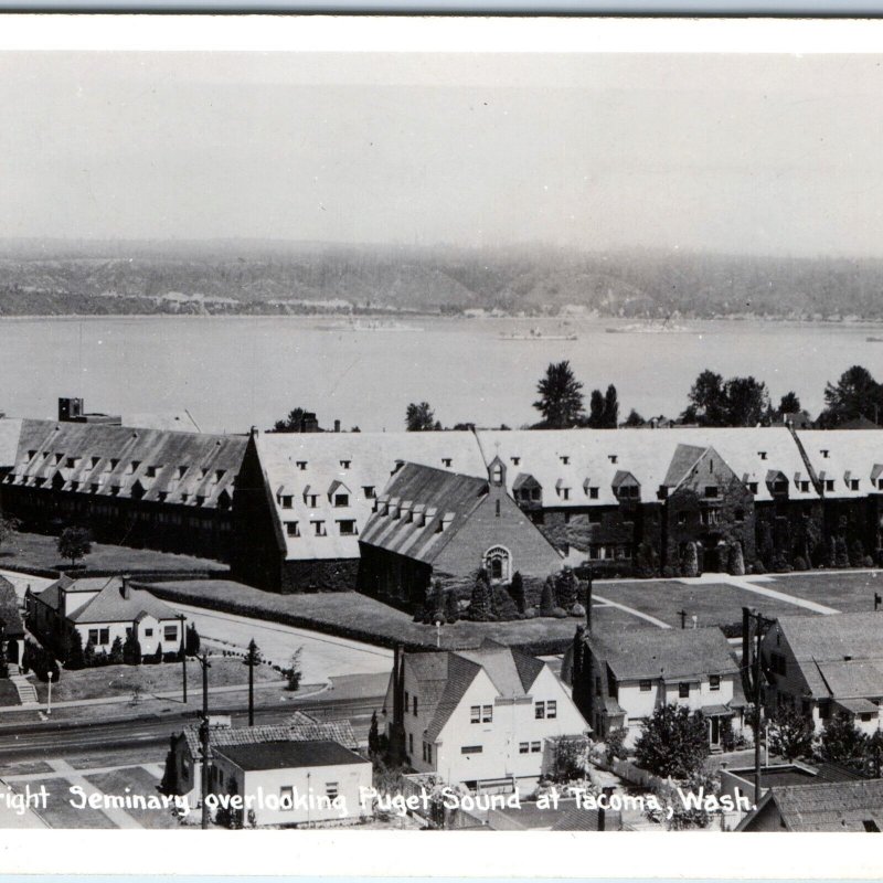 c1930s Tacoma, WA Birds Eye RPPC Puget Sound from Annie Wright School Photo A165