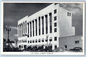 St Paul Minnesota Postcard St Paul Labor Temple Building View Classic Cars 1940