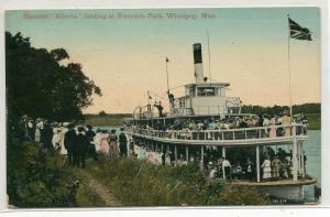 Steamer Alberta Riverside Park Landing Winnipeg Manitoba Canada 1910c postcard