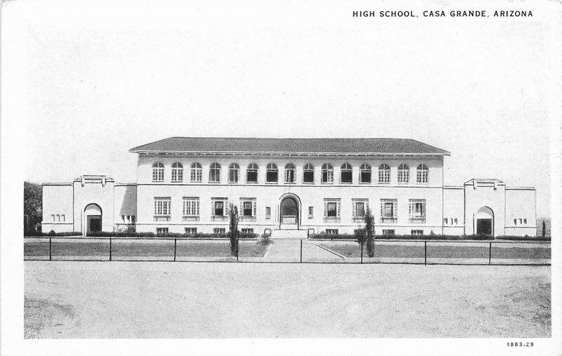 Casa Grande Arizona High School Mallonee Teich 1920s  Postcard 5717