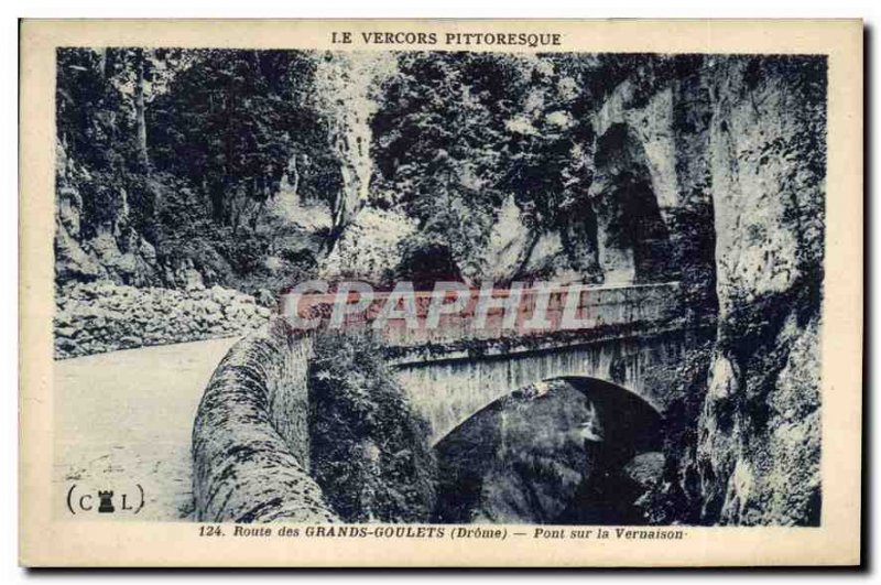 Old Postcard Picturesque Vercors Drome Road Great Narrow Bridge Vernaison