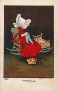 Wednesday Greetings Unsigned Bernhardt Wall Sunbonnet Day of Week Series pm 1906