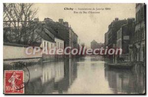 Old Postcard Clichy Inondatious From January 1910 Rue Du Bac of Asnires
