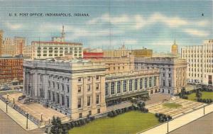 INDIANAPOLIS, IN Indiana    U.S. POST OFFICE    c1940's Tichnor Linen Postcard