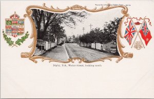 Digby NS Water Street Nova Scotia Patriotic Flags Shield Unused Postcard H47