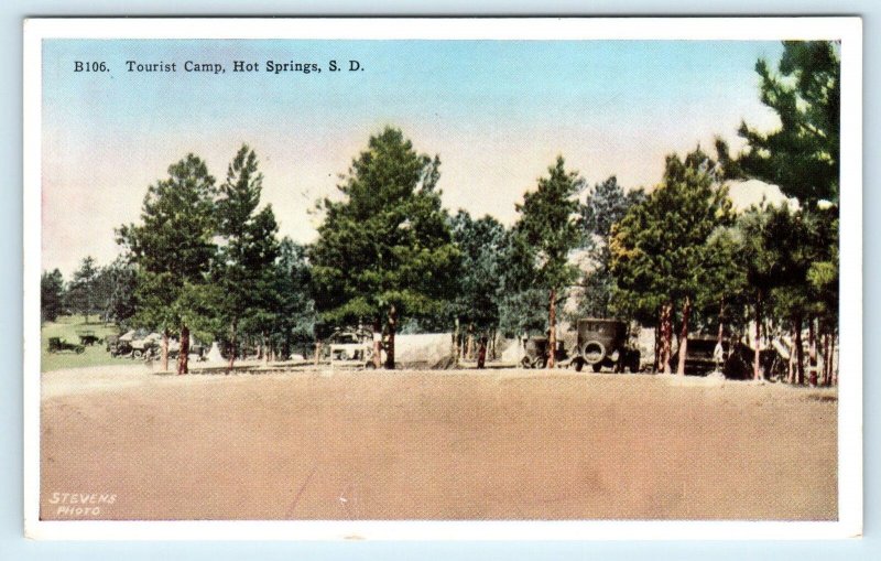 HOT SPRINGS, SD South Dakota  TOURIST CAMP Early Car Automobile c1920s  Postcard