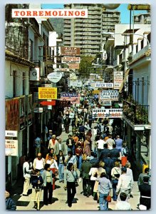 Torremolinos Andalusia Spain Postcard Business Section San Miguel Street c1950's