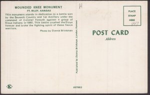 Kansas - Ft. Riley, Wounded Knee Monument Battle by the Seventh Cavalry - Chrome