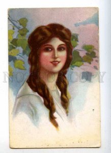 233562 Female Head BELLE Long Hair Vintage POST 1918 CENSOR