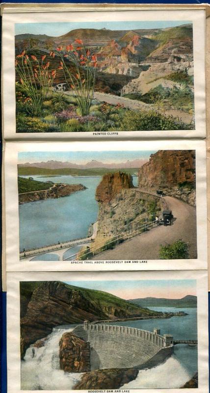 Apache Trail Arizona az Roosevelt Dam claypool Tunnel postcard folder