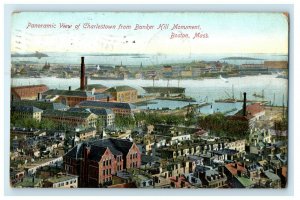 1907 Panoramic View of Charlestown From Bunker Hill Monument Boston MA Postcard