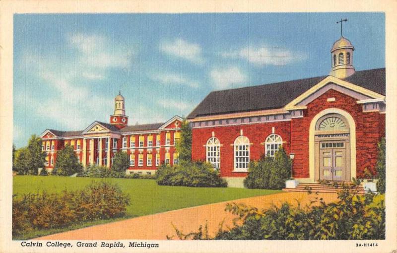 Grand Rapids Michigan Calvin College Street View Antique Postcard K86506