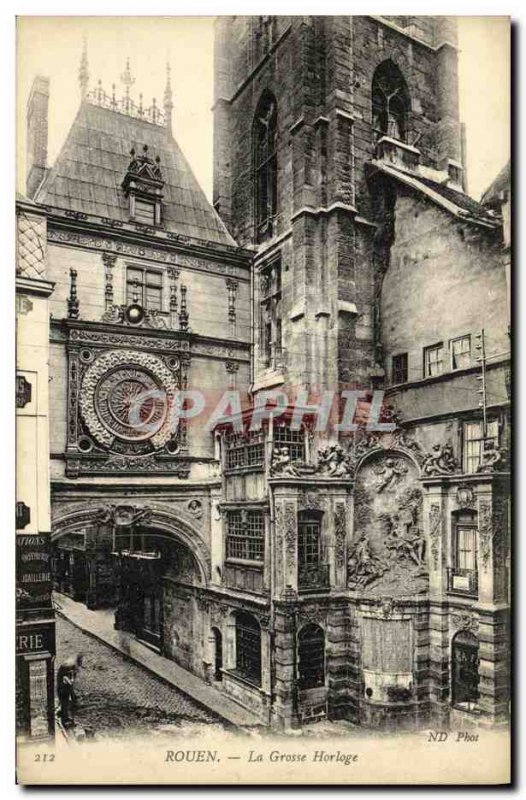 Old Postcard Rouen Grosse Horloge