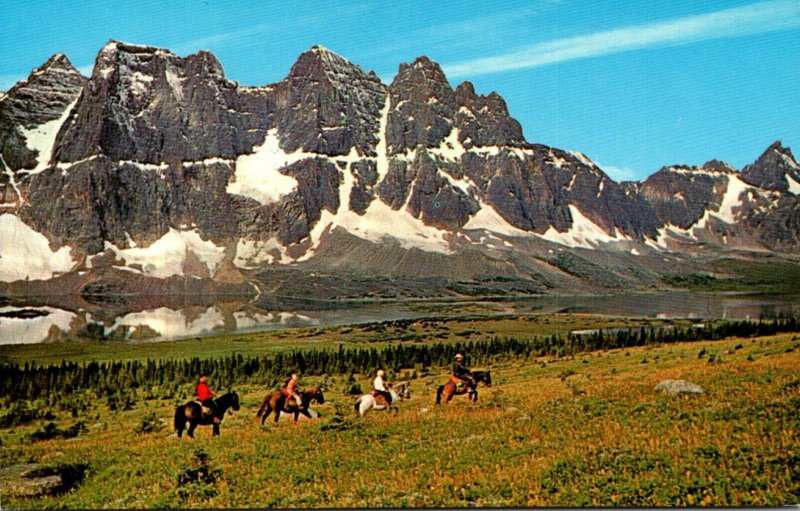 Canada Alberta Jasper National Park The Ramparts Of The Tonquin Valley Horseb...